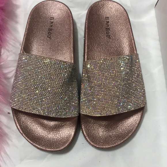 Bamboo multicolor Rhinestone slides - Picture 3 of 8